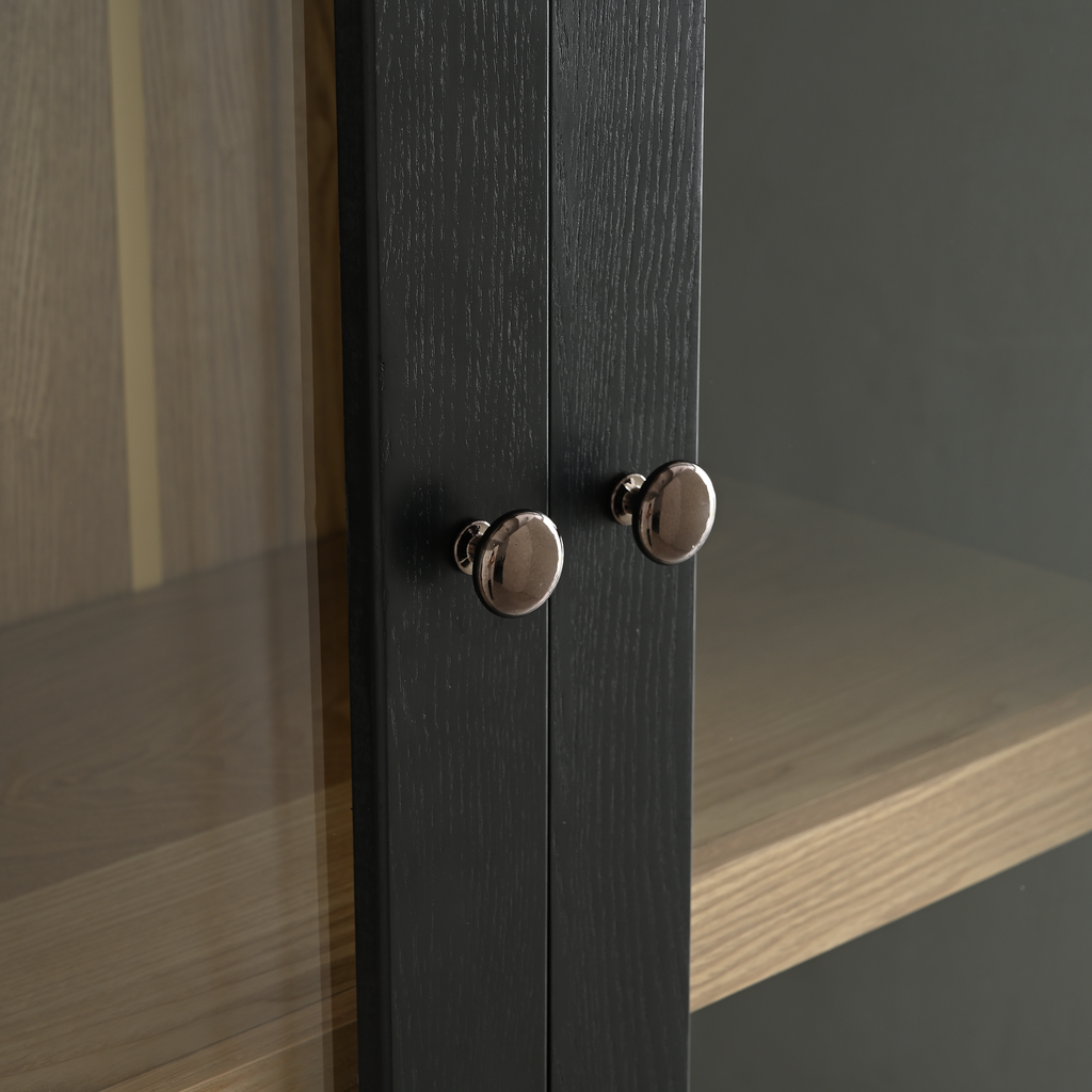 74.5'' Tall Display Cabinet with Glass Doors, Modern Style China Cabinet, Curio Cabinet for Collectibles Figures Trophies, for Hallways Living Room, Kitchen, Home, Studio or Workspace - Black