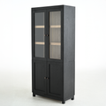 74.5'' Tall Display Cabinet with Glass Doors, Modern Style China Cabinet, Curio Cabinet for Collectibles Figures Trophies, for Hallways Living Room, Kitchen, Home, Studio or Workspace - Black
