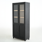 74.5'' Tall Display Cabinet with Glass Doors, Modern Style China Cabinet, Curio Cabinet for Collectibles Figures Trophies, for Hallways Living Room, Kitchen, Home, Studio or Workspace - Black