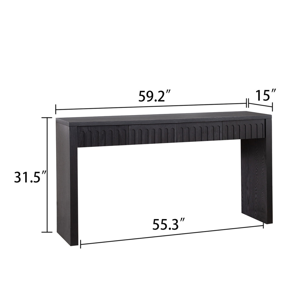 Modern Black Console Table with 4 Drawers – 59.2 Entryway Table with Storage