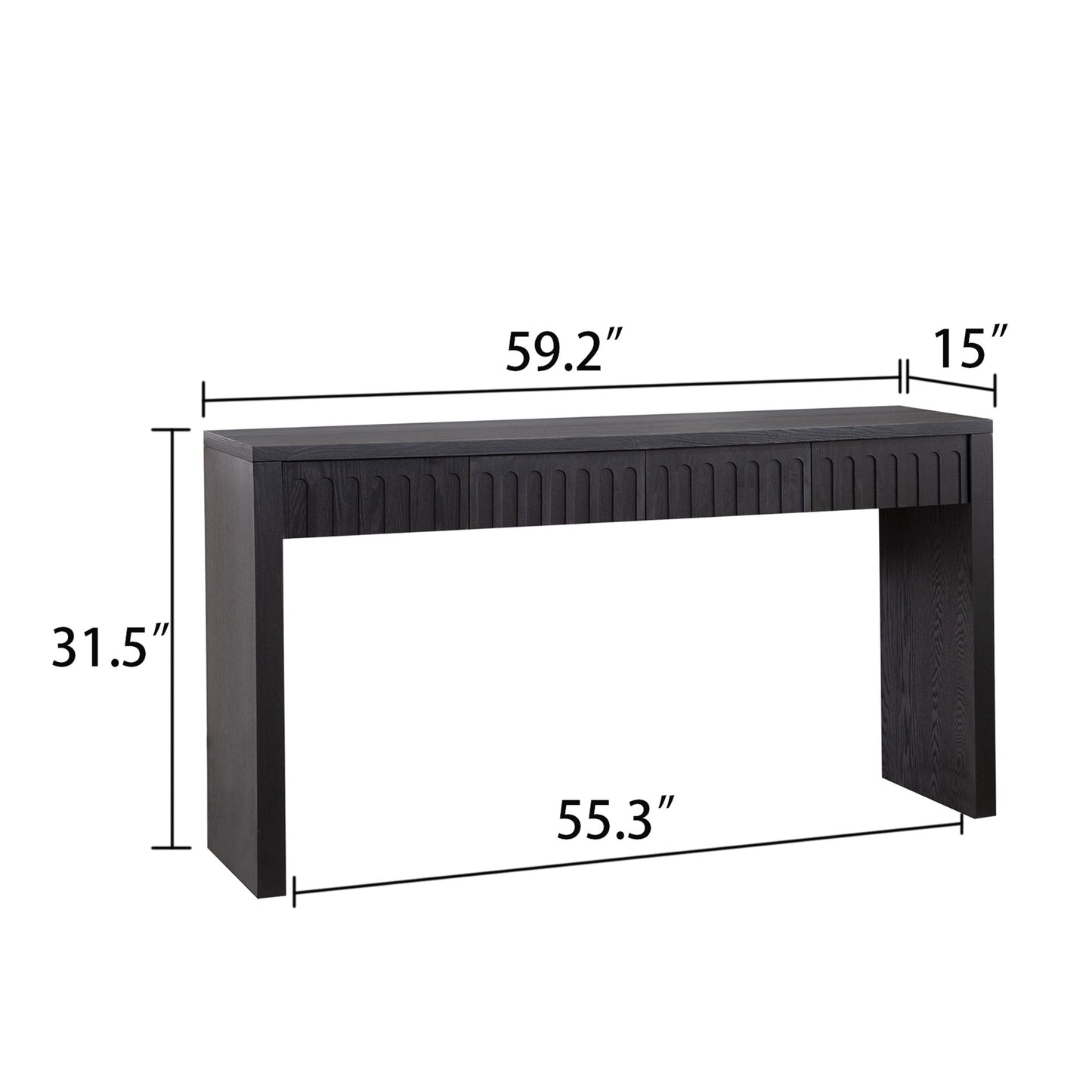 Modern Black Console Table with 4 Drawers – 59.2 Entryway Table with Storage