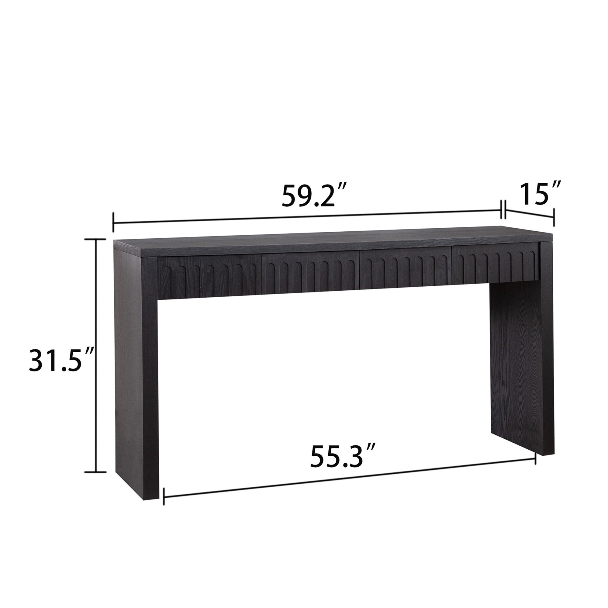 Modern Black Console Table with 4 Drawers – 59.2 Entryway Table with Storage