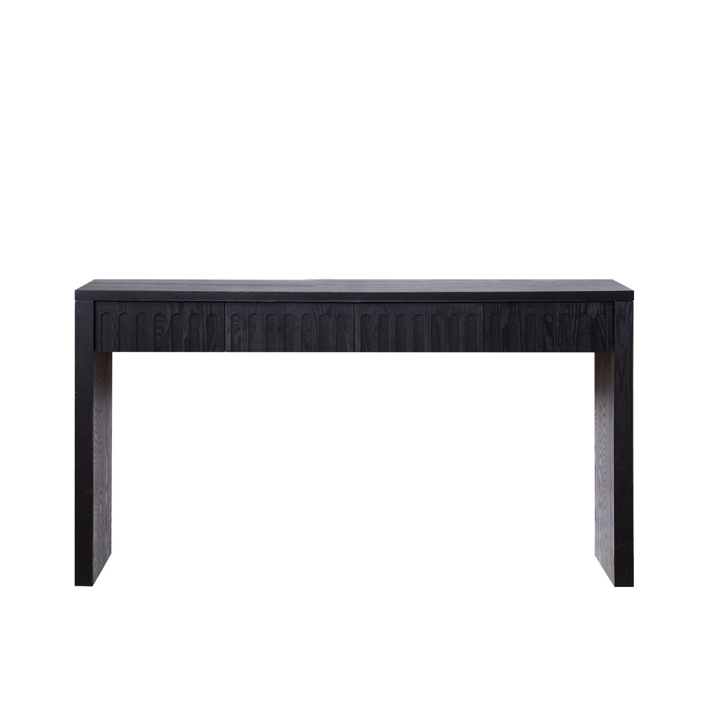 Modern Black Console Table with 4 Drawers – 59.2 Entryway Table with Storage