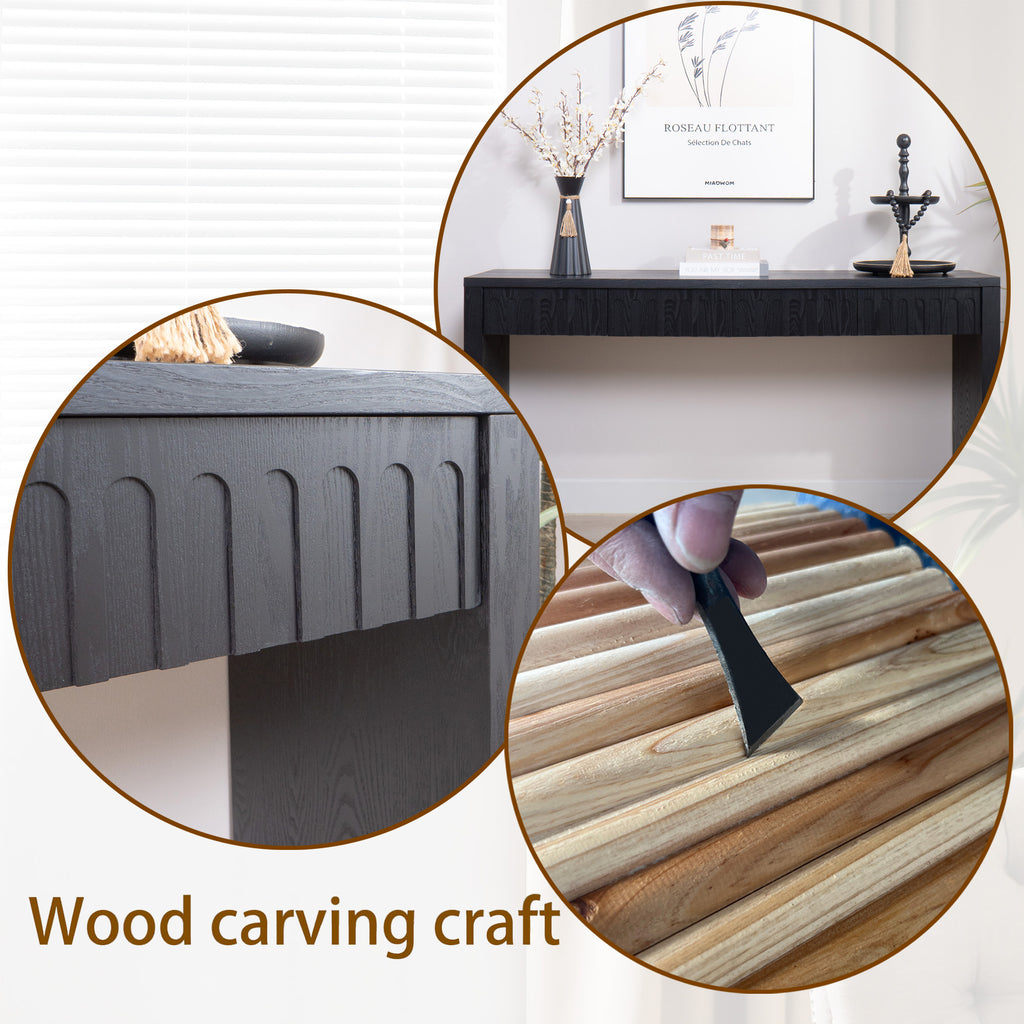 Modern Black Console Table with 4 Drawers – 59.2 Entryway Table with Storage