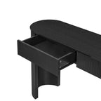 TREXM Entryway Table with Fluted Design, Modern Console Table with Storage, Oval Top and 2 Drawers for Entryway and Living Room (Black)