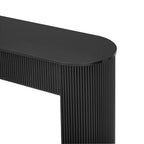 TREXM Entryway Table with Fluted Design, Modern Console Table with Storage, Oval Top and 2 Drawers for Entryway and Living Room (Black)