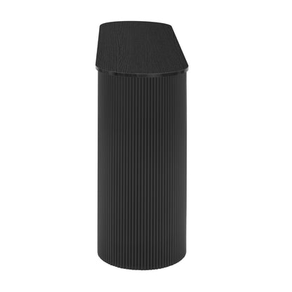 TREXM Entryway Table with Fluted Design, Modern Console Table with Storage, Oval Top and 2 Drawers for Entryway and Living Room (Black)