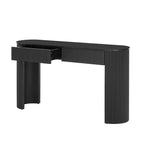 TREXM Entryway Table with Fluted Design, Modern Console Table with Storage, Oval Top and 2 Drawers for Entryway and Living Room (Black)