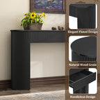 TREXM Entryway Table with Fluted Design, Modern Console Table with Storage, Oval Top and 2 Drawers for Entryway and Living Room (Black)