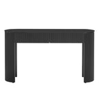TREXM Entryway Table with Fluted Design, Modern Console Table with Storage, Oval Top and 2 Drawers for Entryway and Living Room (Black)