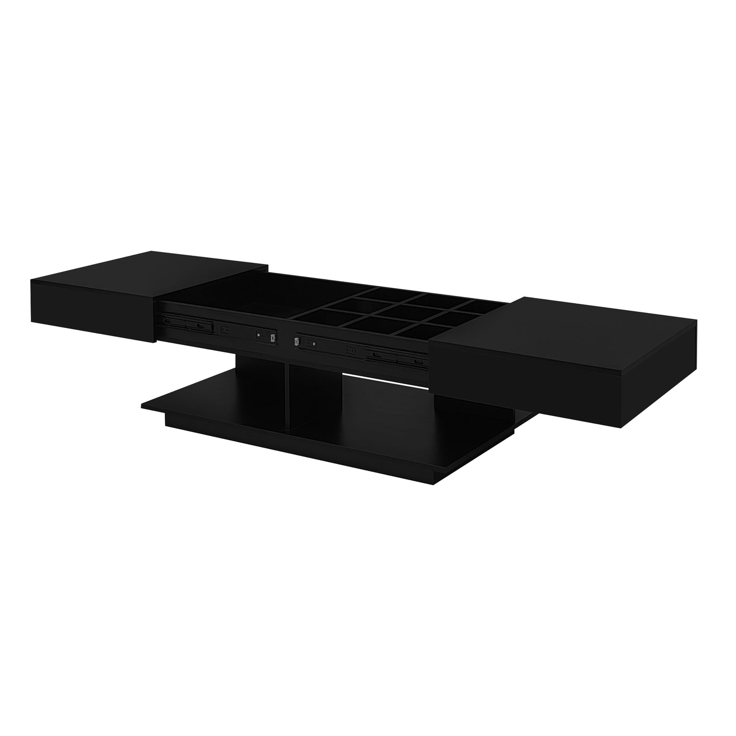 U-Can 41.3''-76.7'' Extendable Coffee Table, Efficient Central Coffee Table with Multiple Storage Compartments, Multifunctional Adjustable Coffee Table with Hidden Storage Space for Living Room