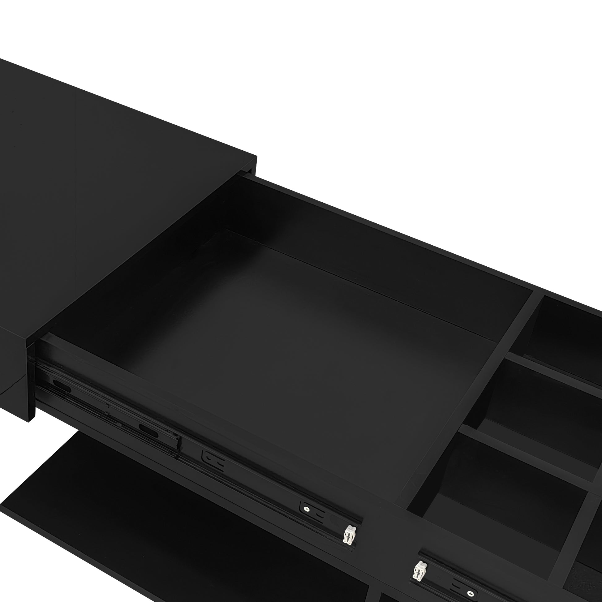 U-Can 41.3''-76.7'' Extendable Coffee Table, Efficient Central Coffee Table with Multiple Storage Compartments, Multifunctional Adjustable Coffee Table with Hidden Storage Space for Living Room