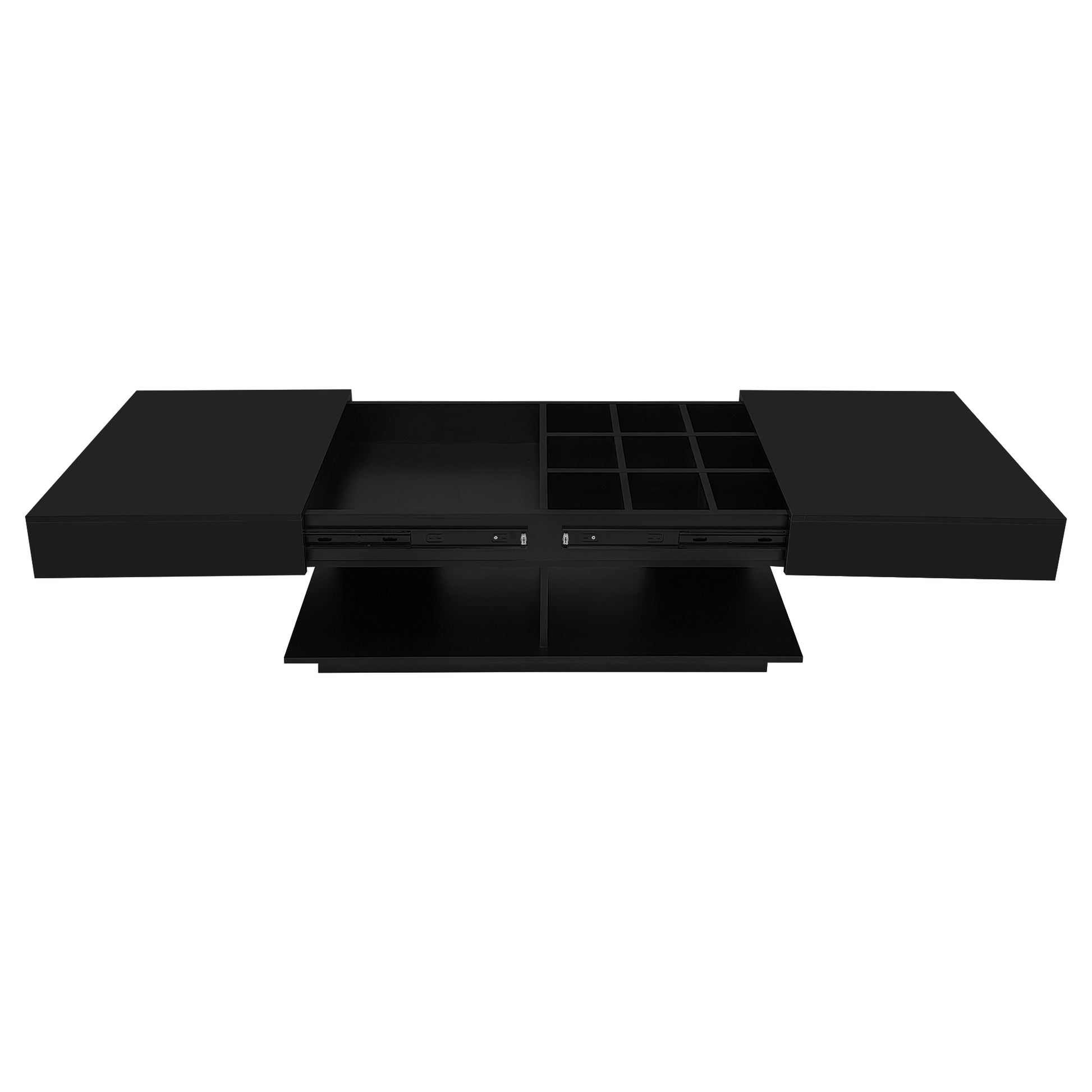 U-Can 41.3''-76.7'' Extendable Coffee Table, Efficient Central Coffee Table with Multiple Storage Compartments, Multifunctional Adjustable Coffee Table with Hidden Storage Space for Living Room