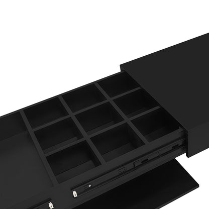 U-Can 41.3''-76.7'' Extendable Coffee Table, Efficient Central Coffee Table with Multiple Storage Compartments, Multifunctional Adjustable Coffee Table with Hidden Storage Space for Living Room