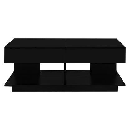 U-Can 41.3''-76.7'' Extendable Coffee Table, Efficient Central Coffee Table with Multiple Storage Compartments, Multifunctional Adjustable Coffee Table with Hidden Storage Space for Living Room