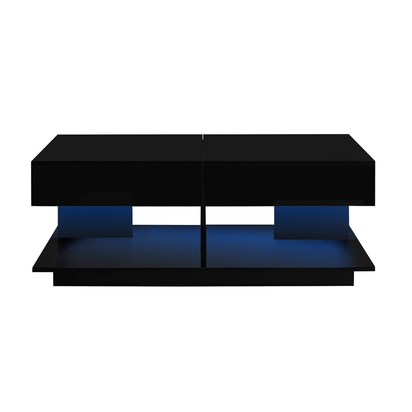 U-Can 41.3''-76.7'' Extendable Coffee Table, Efficient Central Coffee Table with Multiple Storage Compartments, Multifunctional Adjustable Coffee Table with Hidden Storage Space for Living Room