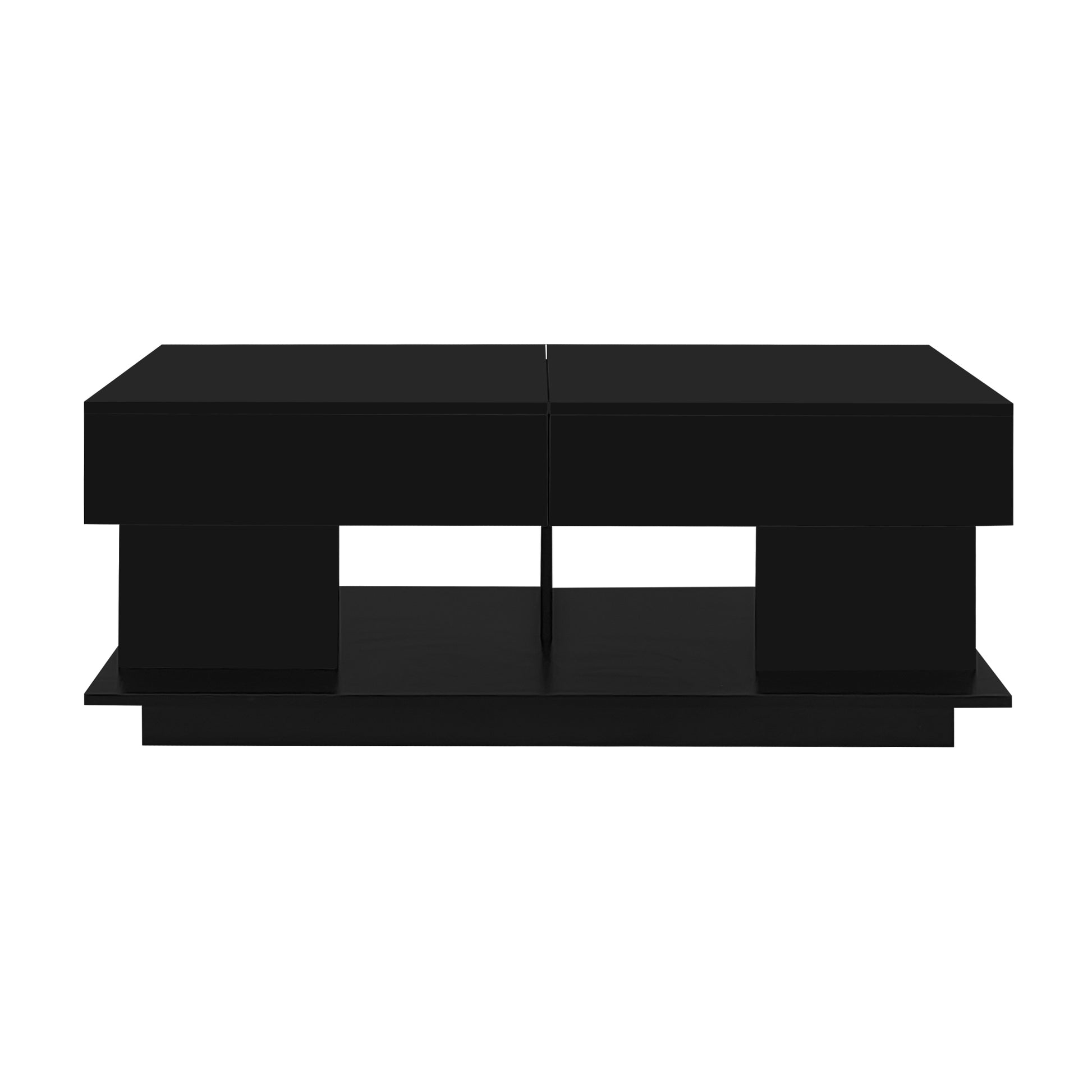 U-Can 41.3''-76.7'' Extendable Coffee Table, Efficient Central Coffee Table with Multiple Storage Compartments, Multifunctional Adjustable Coffee Table with Hidden Storage Space for Living Room