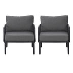 ( SET OF 2 ) Outdoor Patio Club Chair, Modern Patio Furniture, Waterproof Thick Cushion Deep Seating for Porch, Balcony, Black & Dark Gray