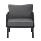 ( SET OF 2 ) Outdoor Patio Club Chair, Modern Patio Furniture, Waterproof Thick Cushion Deep Seating for Porch, Balcony, Black & Dark Gray