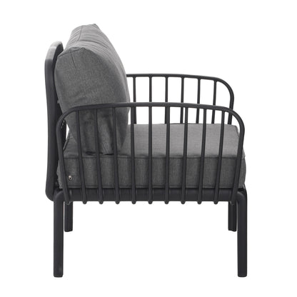 ( SET OF 2 ) Outdoor Patio Club Chair, Modern Patio Furniture, Waterproof Thick Cushion Deep Seating for Porch, Balcony, Black & Dark Gray