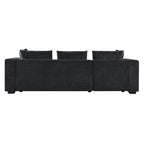 Modern L-Shaped Sectional Sofa with Chenille Upholstery and Wooden Storage, Black