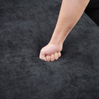 Modern L-Shaped Sectional Sofa with Chenille Upholstery and Wooden Storage, Black