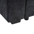 Modern L-Shaped Sectional Sofa with Chenille Upholstery and Wooden Storage, Black