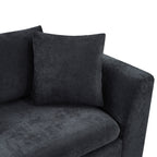 Modern L-Shaped Sectional Sofa with Chenille Upholstery and Wooden Storage, Black