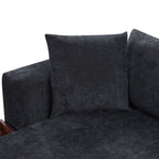 Modern L-Shaped Sectional Sofa with Chenille Upholstery and Wooden Storage, Black