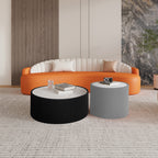 Light Marble Top Cylinder Shape Leather Coffee modern Sofa Table for Living Room furniture Coffee Table