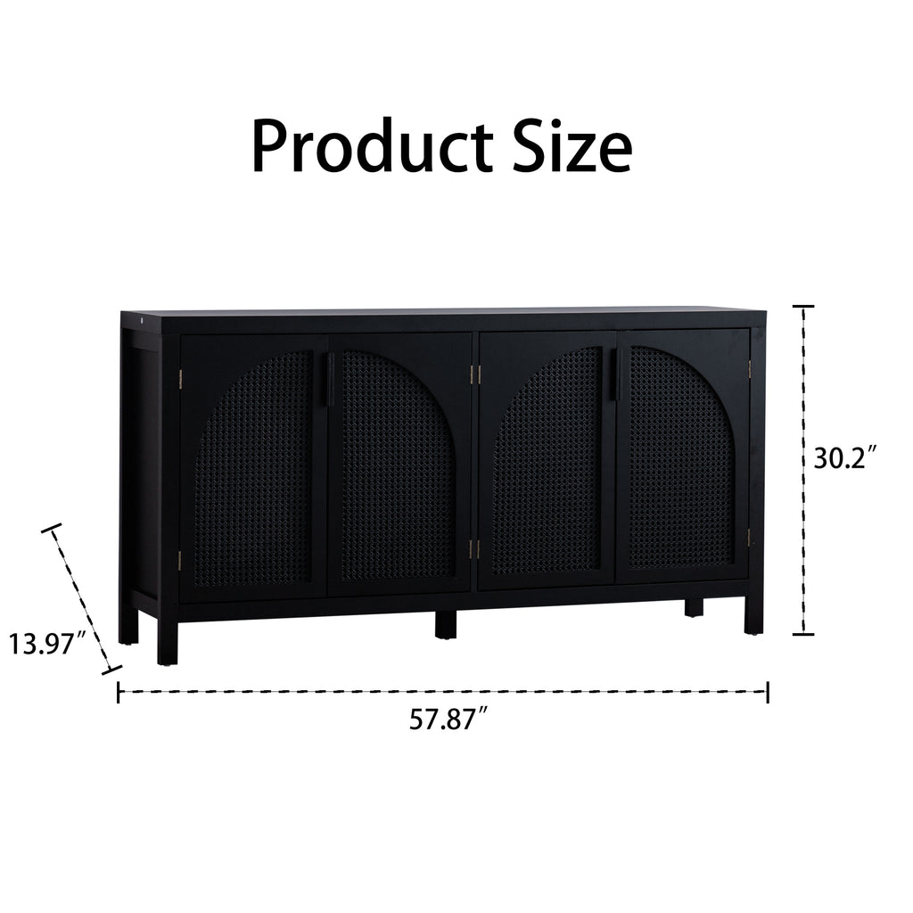 Modern Storage Sideboard Buffet Cabinet with Artificial Rattan Door, Sideboard Buffet Cabinet for Living Room , Entryway,Kitchen