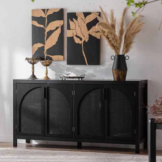 Modern Storage Sideboard Buffet Cabinet with Artificial Rattan Door, Sideboard Buffet Cabinet for Living Room , Entryway,Kitchen