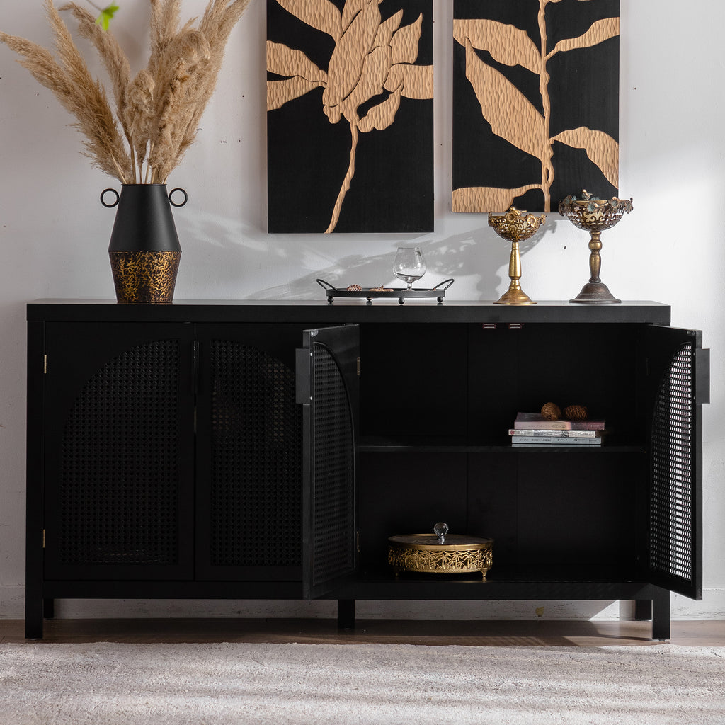 Modern Storage Sideboard Buffet Cabinet with Artificial Rattan Door, Sideboard Buffet Cabinet for Living Room , Entryway,Kitchen