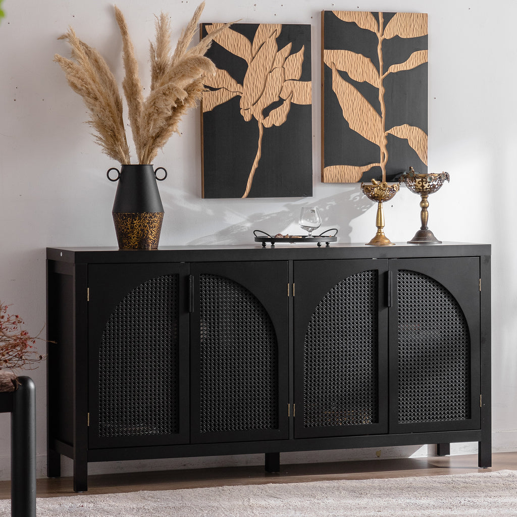Modern Storage Sideboard Buffet Cabinet with Artificial Rattan Door, Sideboard Buffet Cabinet for Living Room , Entryway,Kitchen