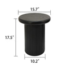Modern Black Round Coffee Table With Fluted Legs.