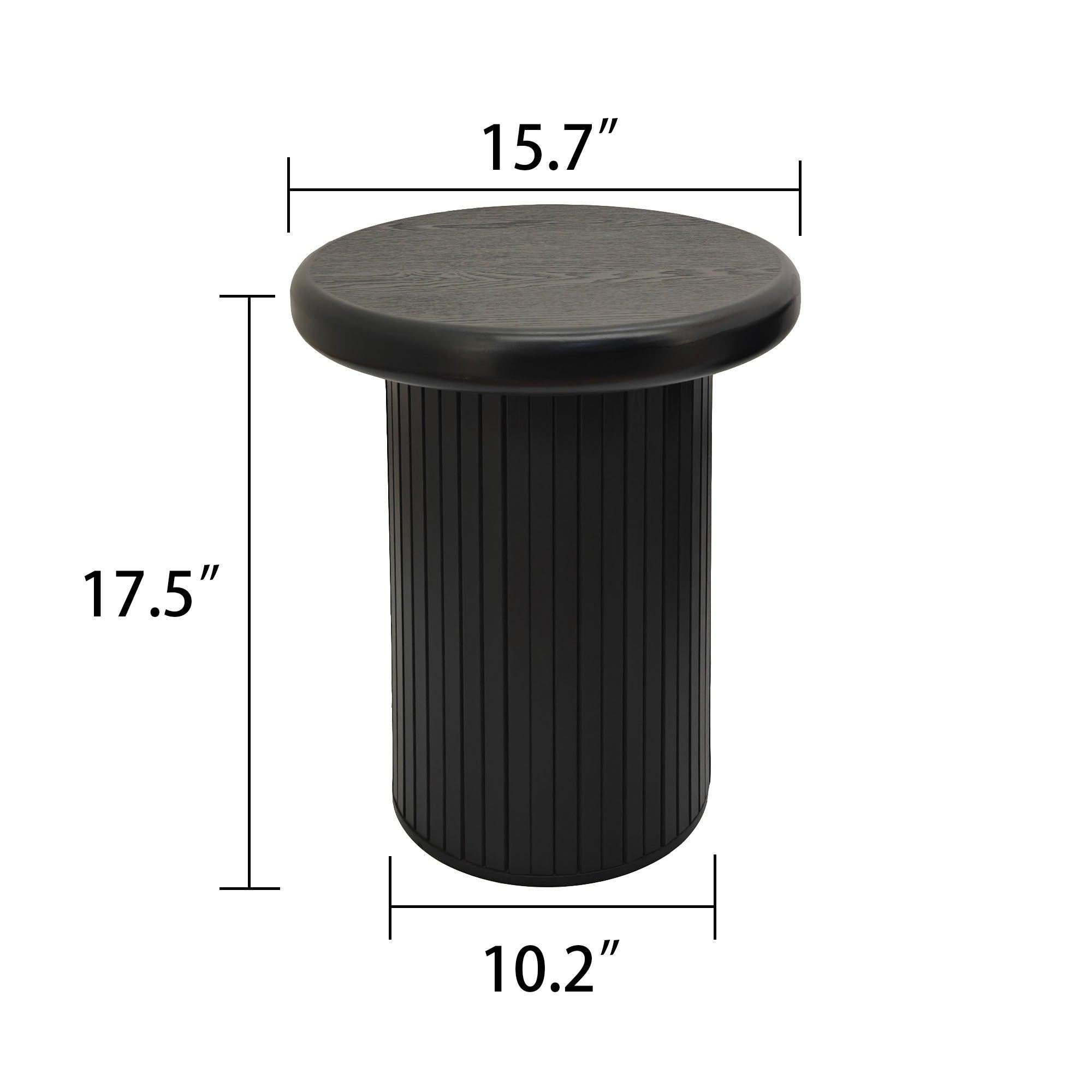 Modern Black Round Coffee Table With Fluted Legs.