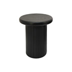 Modern Black Round Coffee Table With Fluted Legs.