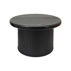 Modern Black Round Coffee Table With Fluted Legs.