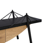 Sailboat-Shaped TV Stand, 70.87 inch Modern Entertainment Center with Drawer, MDF Wood Media Console Table, Unique Nautical Design, Sturdy Metal Support, Storage Cabinet for Living Room and Office