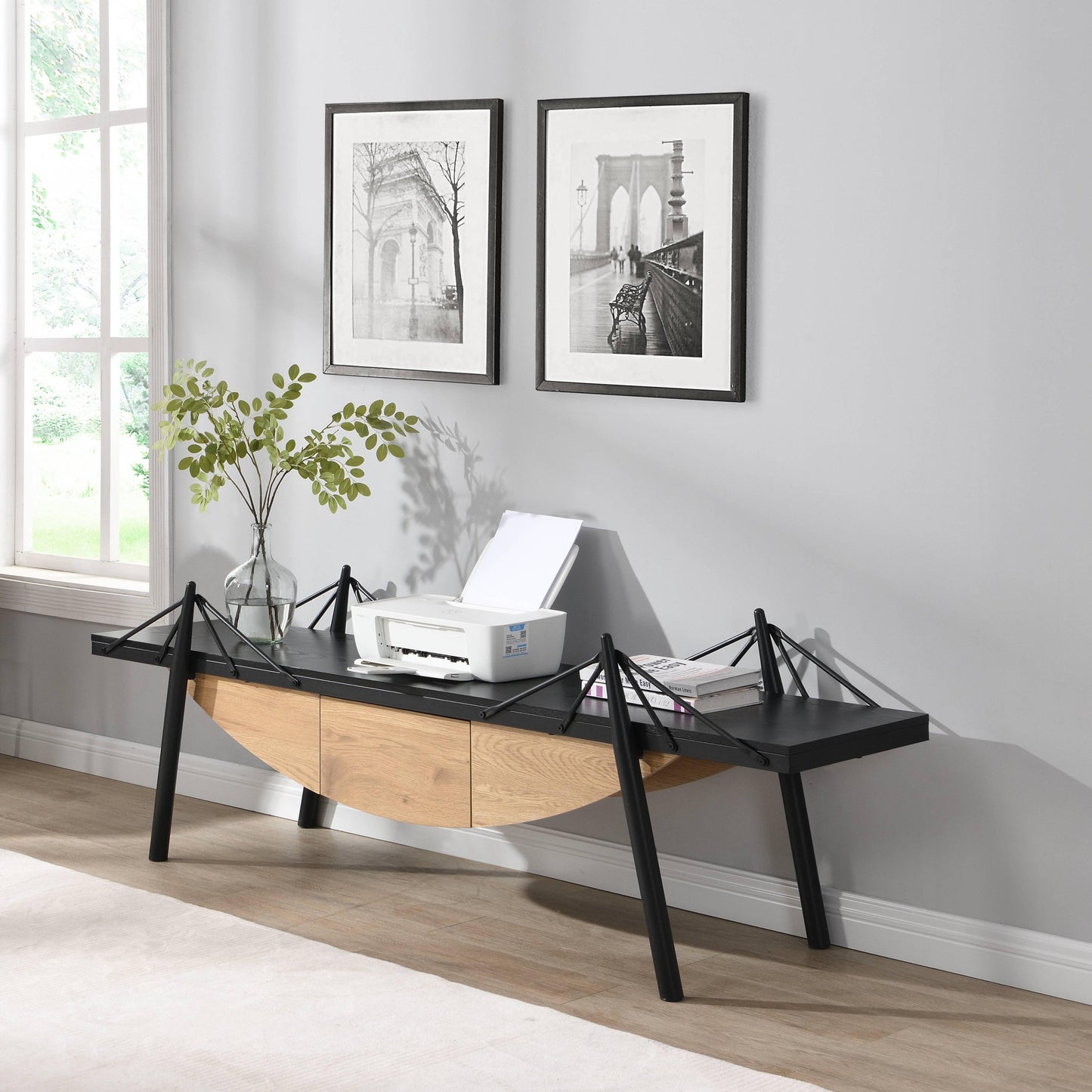 Sailboat-Shaped TV Stand, 70.87 inch Modern Entertainment Center with Drawer, MDF Wood Media Console Table, Unique Nautical Design, Sturdy Metal Support, Storage Cabinet for Living Room and Office