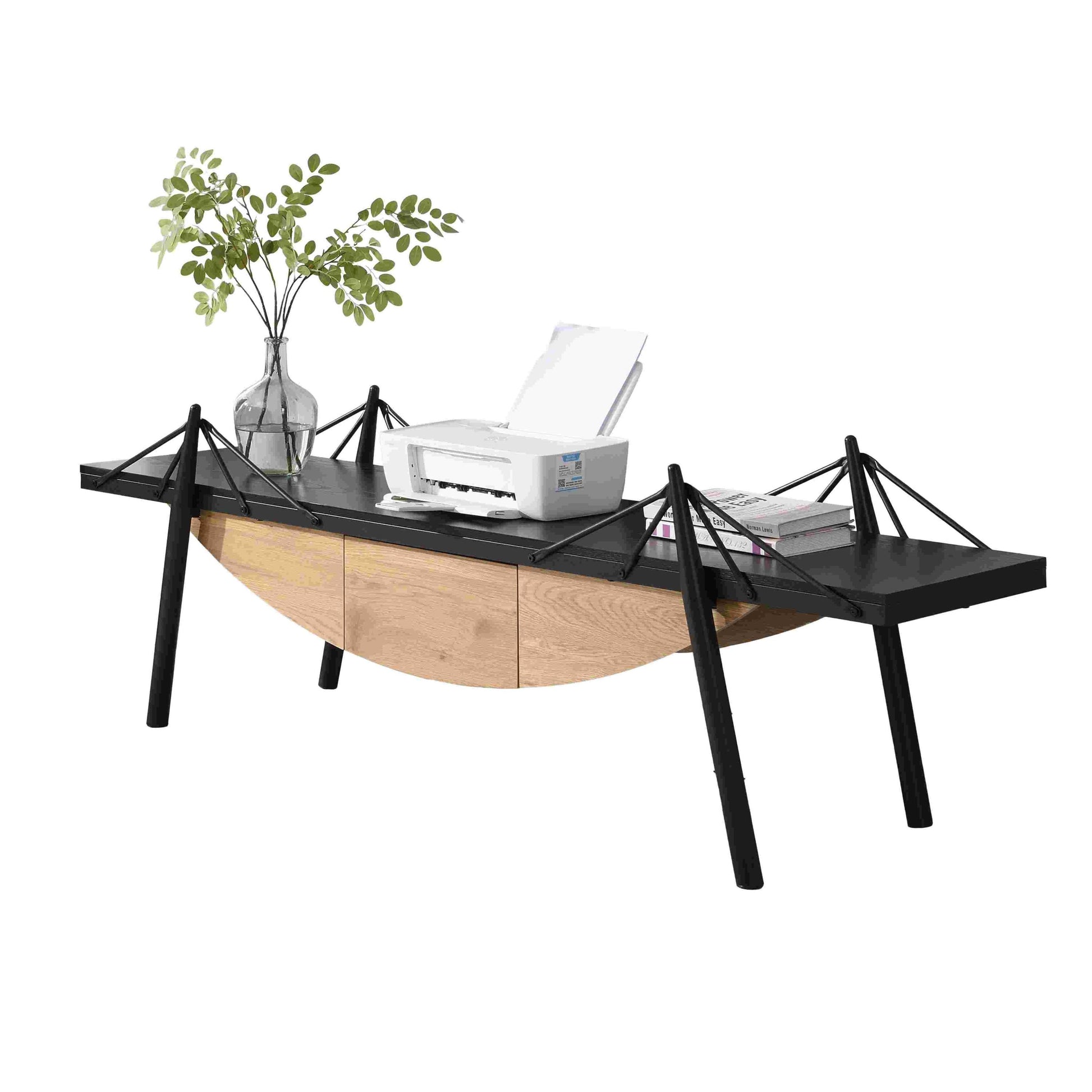 Sailboat-Shaped TV Stand, 70.87 inch Modern Entertainment Center with Drawer, MDF Wood Media Console Table, Unique Nautical Design, Sturdy Metal Support, Storage Cabinet for Living Room and Office