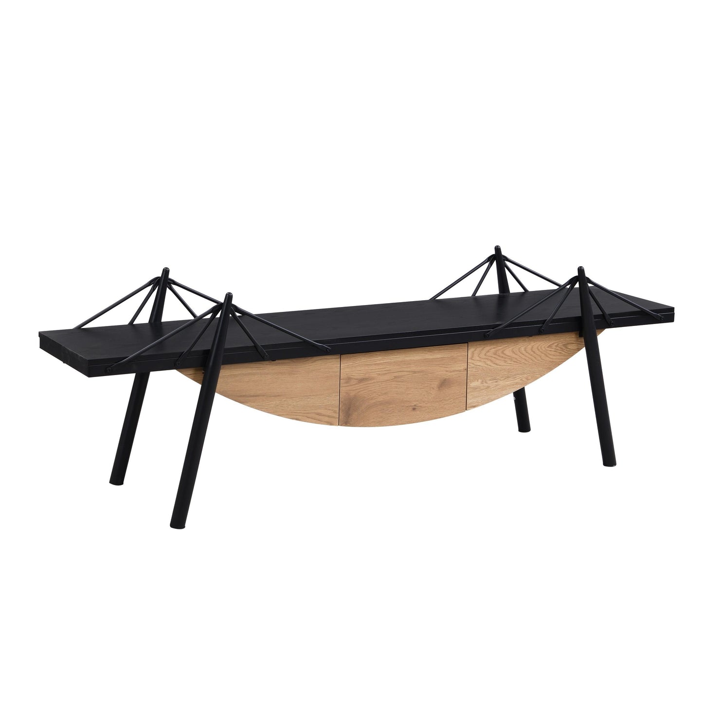 Sailboat-Shaped TV Stand, 70.87 inch Modern Entertainment Center with Drawer, MDF Wood Media Console Table, Unique Nautical Design, Sturdy Metal Support, Storage Cabinet for Living Room and Office