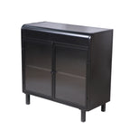 Modern Sideboard Buffet Cabinet with Tempered Figured Glass Doors, Flip Top, Inner Shelves, Metal Frame Storage Console for Dining Room, Kitchen, Living Room & Entryway (Black)
