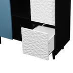 Sideboard Buffet Cabinet, Black Storage Cabinet with Red Doors , 2 Drawers with unique panel styling and 2 Open Storage Compartment, Modern Coffee Bar Cabinet Accent Cabinet for Kitchen, Dining Room, - Groovy Boardz