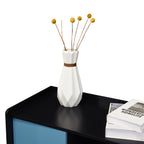 Sideboard Buffet Cabinet, Black Storage Cabinet with Red Doors , 2 Drawers with unique panel styling and 2 Open Storage Compartment, Modern Coffee Bar Cabinet Accent Cabinet for Kitchen, Dining Room, - Groovy Boardz