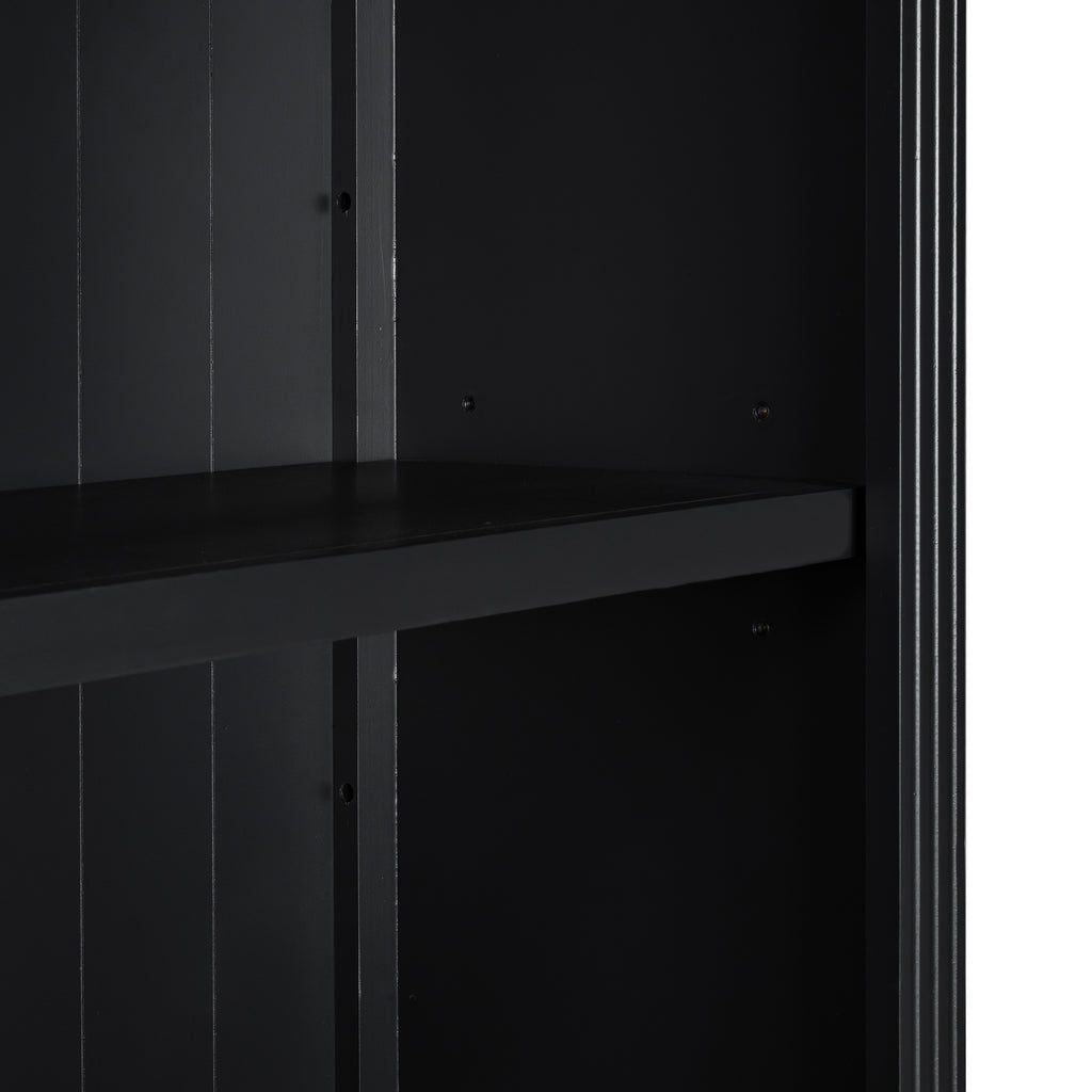 83.4'Tall Bookshelf, Modern Bookcase with Sliding Doors and Open Shelves,Storage Bookshelf for Living Room,Home Office,Black