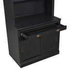 83.4'Tall Bookshelf, Modern Bookcase with Sliding Doors and Open Shelves,Storage Bookshelf for Living Room,Home Office,Black