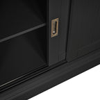 83.4'Tall Bookshelf, Modern Bookcase with Sliding Doors and Open Shelves,Storage Bookshelf for Living Room,Home Office,Black