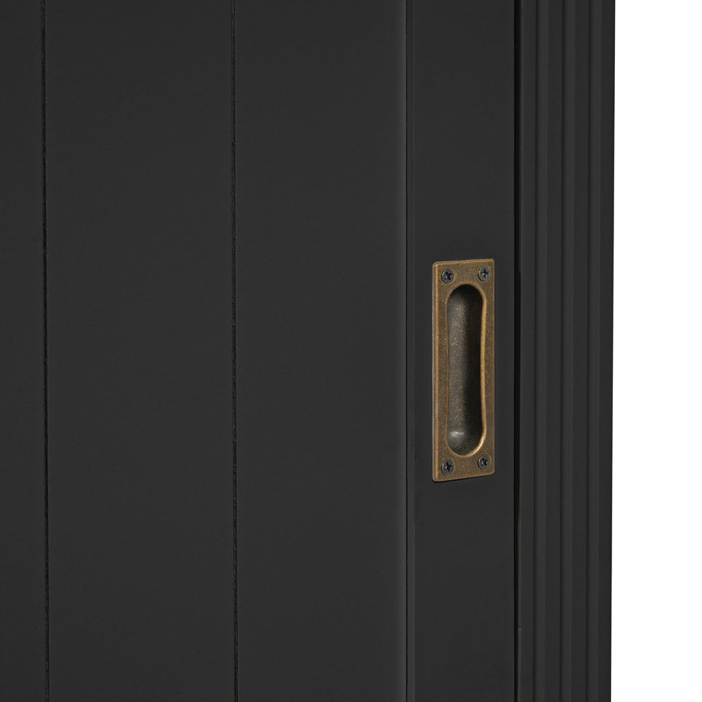 83.4'Tall Bookshelf, Modern Bookcase with Sliding Doors and Open Shelves,Storage Bookshelf for Living Room,Home Office,Black