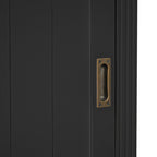 83.4'Tall Bookshelf, Modern Bookcase with Sliding Doors and Open Shelves,Storage Bookshelf for Living Room,Home Office,Black